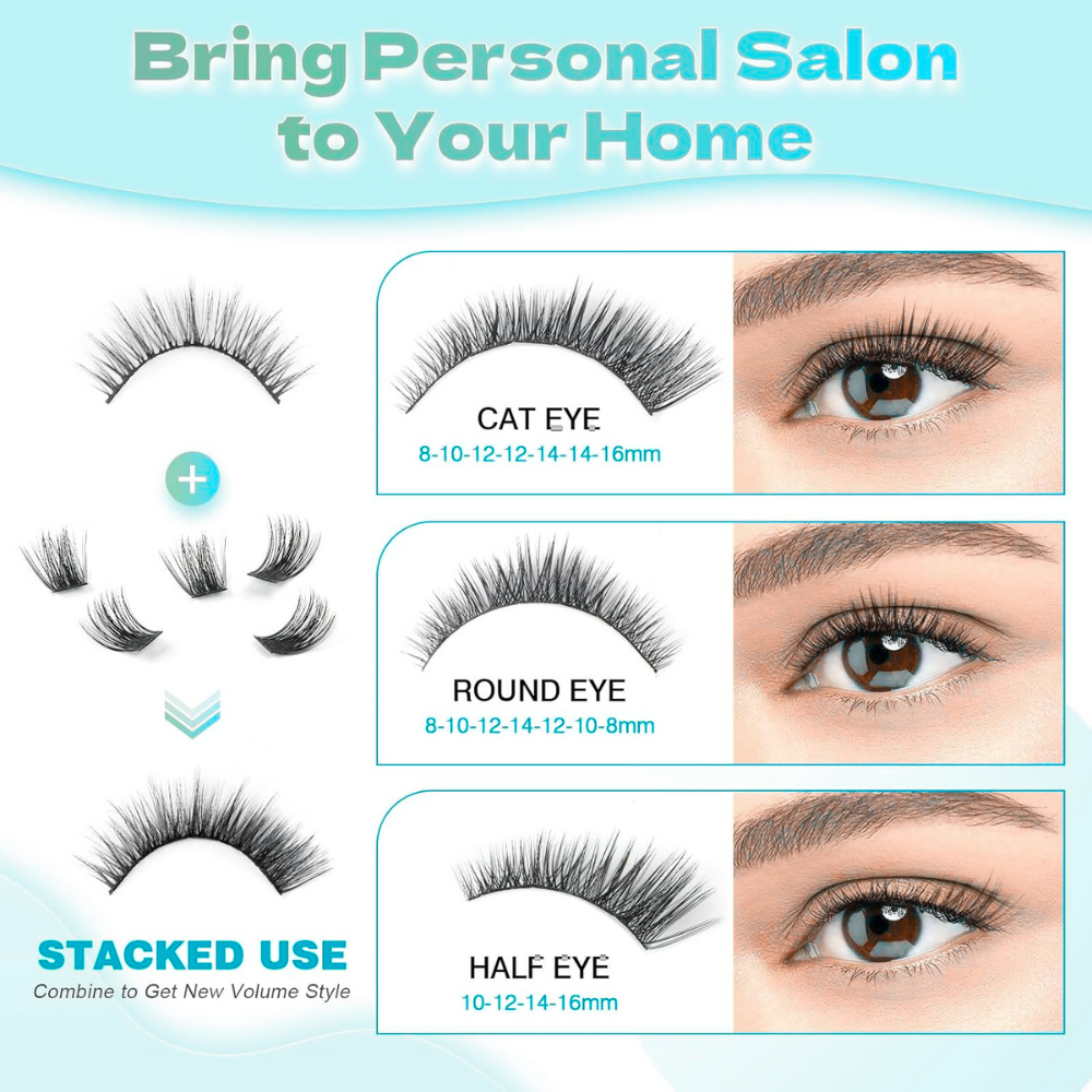144pcs Black Velvet Natural Cluster Lash Extension