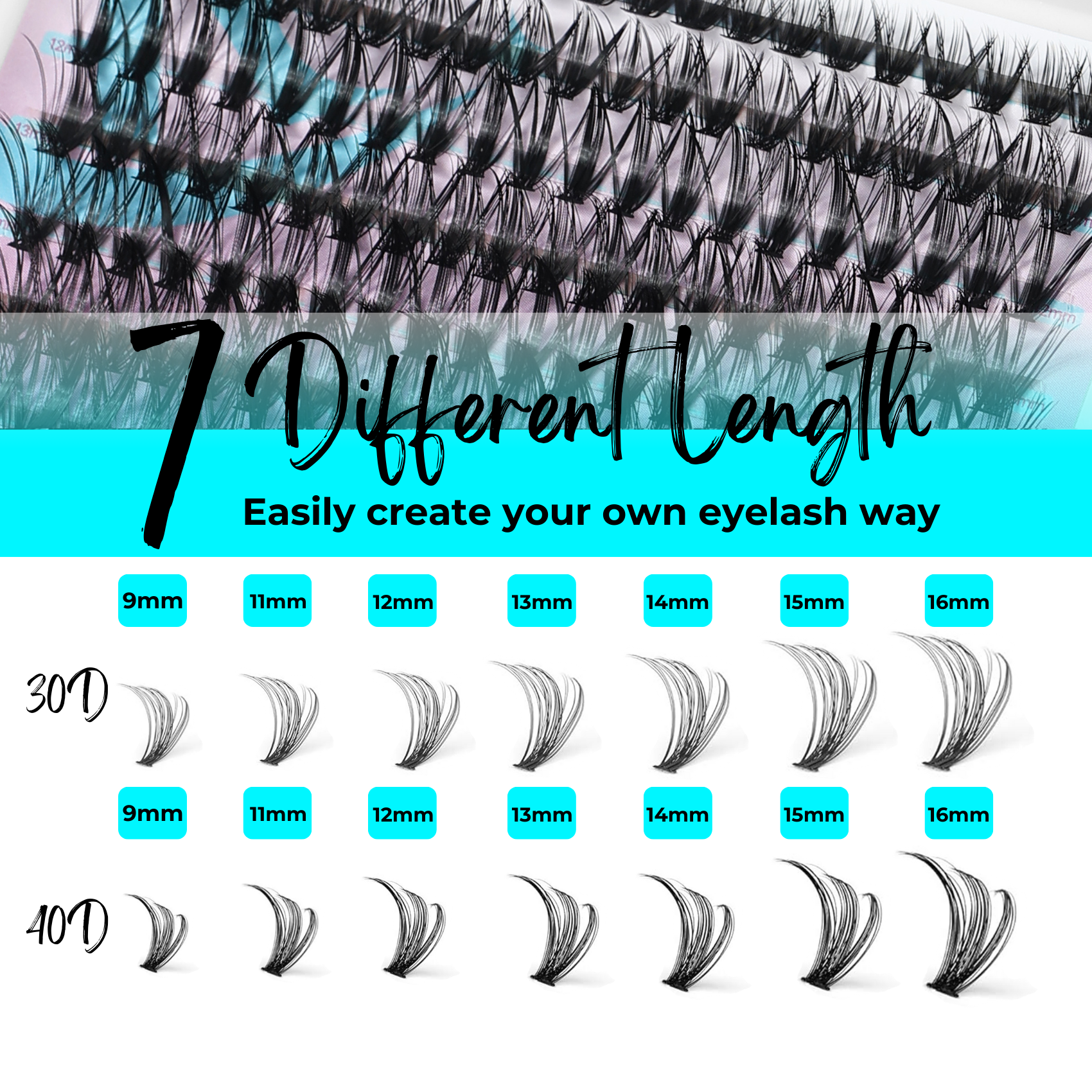 280pcs 30D+40D Lash Cluster DIY Eyelash Extension Kit