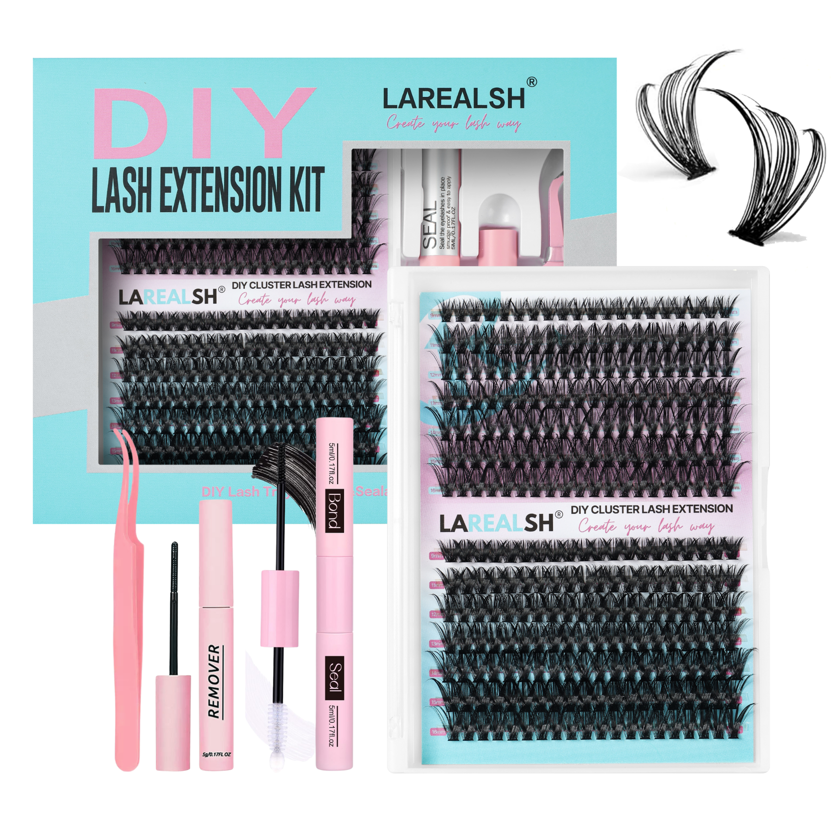 280pcs 40D+50D Lash Cluster DIY Eyelash Extension Kit