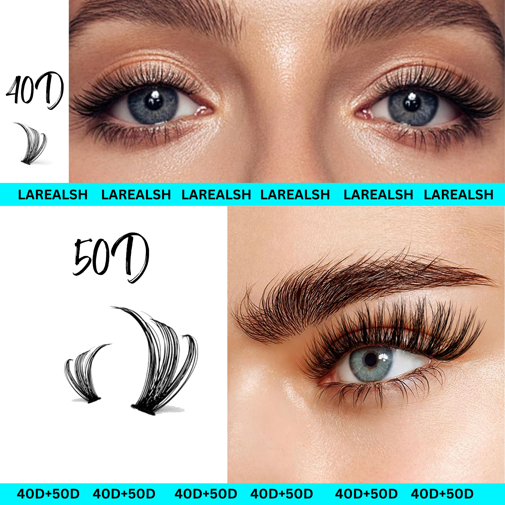280pcs 40D+50D Lash Cluster DIY Eyelash Extension Kit