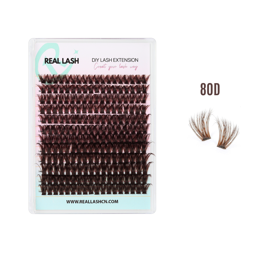 Brown 80D Cluster Lashes 228 Pcs 8-16mm Mixed