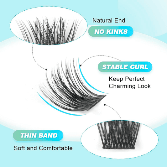 144pcs Black Velvet Natural Cluster Lash Extension