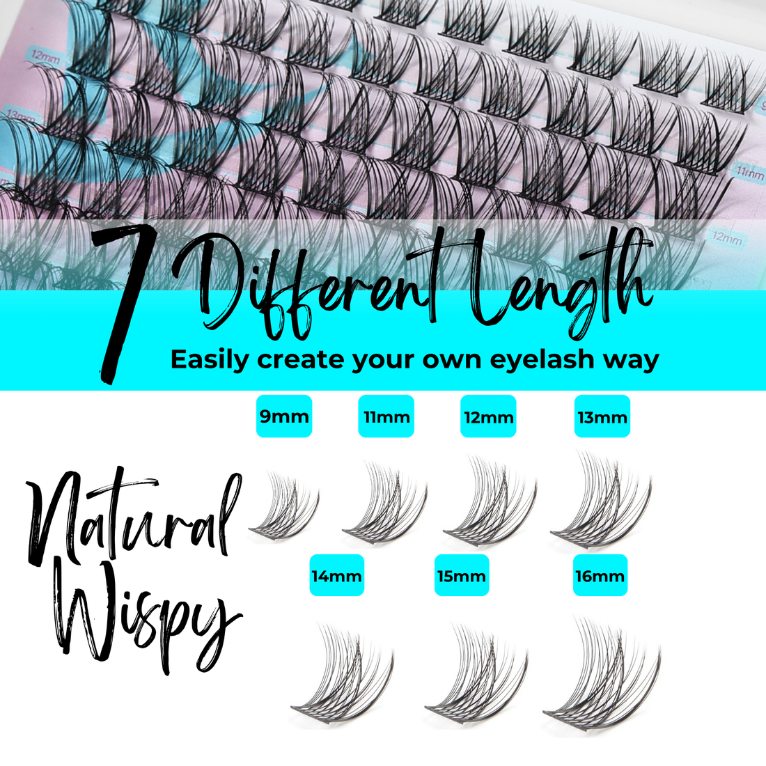 Aurora 140pcs Natural Cluster Lash Extension 8-16mm Mixed